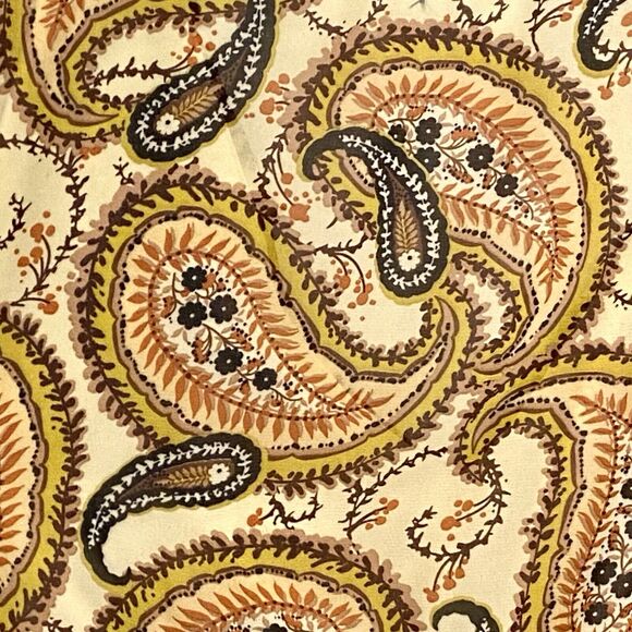 Paisley‎ Ruffle Midi Dress Womens S Sheer Pleated Regency Retro 70s Cottagecore - Picture 3 of 12